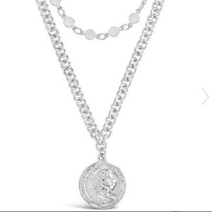 🩶NEW🩶Silver Coin Layered Chain Necklace NWT